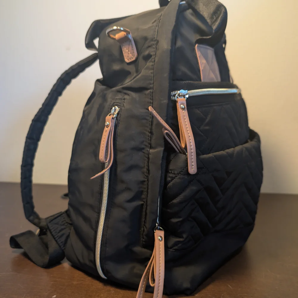 Skip Hop Suite Backpack - Luxe Black & Gold Quilted - Commuter & Multi-Use Bag